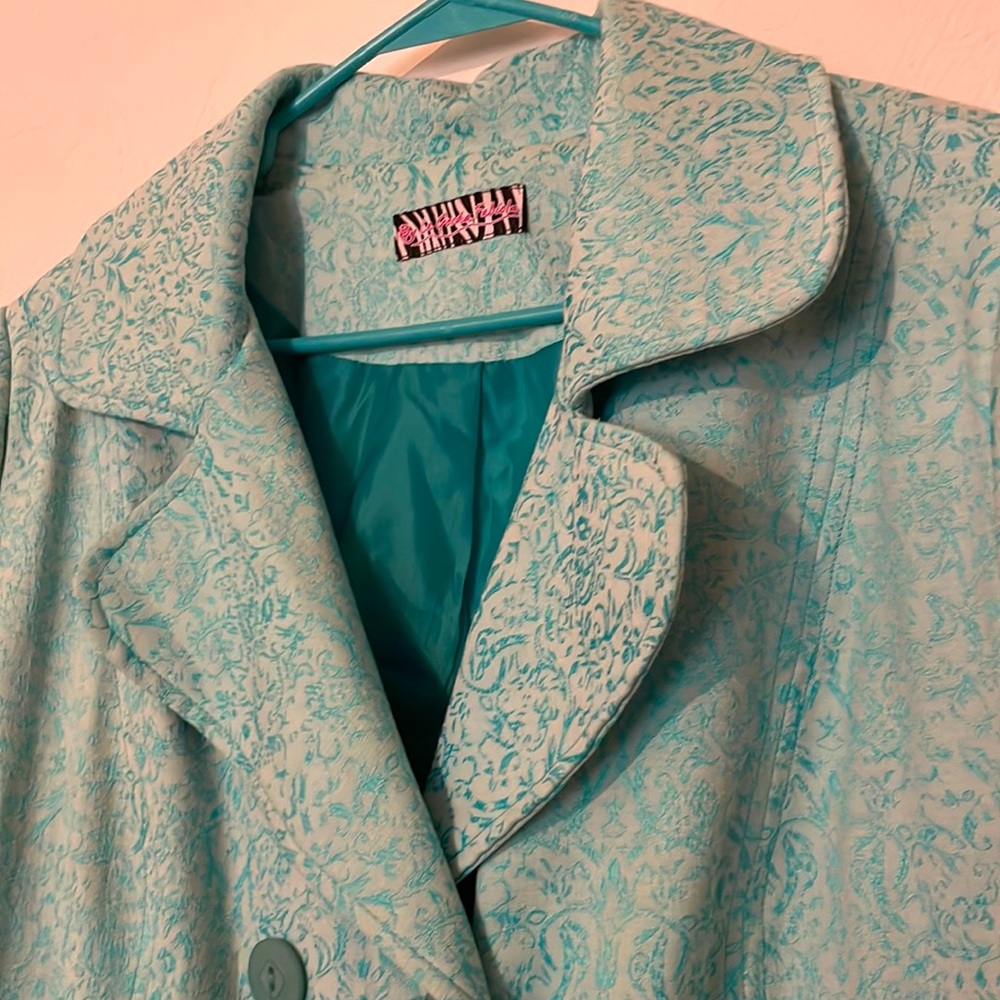 Turquoise Brocade Peacoat
